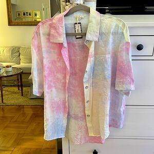 POL tie dye linen blouse